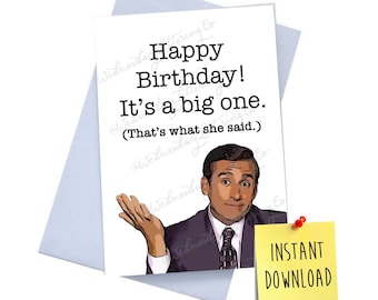 Carte d'anniversaire The Office, carte imprimable, citation de Michael Scott, c'est ce qu'elle a dit, cadeau The Office, Michael Scott, l'éventail de bureau