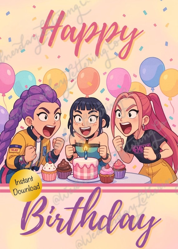K-pop Demon Hunters Happy Birthday Card, Huntrix Birthday