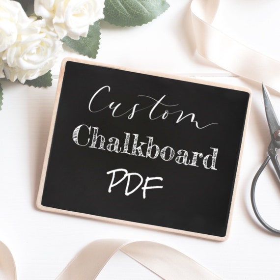 Custom Chalkboard PDF Digital Download Personalized Chalk Etsy