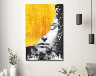 Arte de pared de metal EXTRA grande / Retrato de mujer abstracto en estilo contemporáneo / Impresión moderna creativa para dormitorio sala de estar loft / Mejor regalo