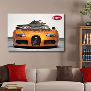 Poster BUGATTI Veyron Grand Sport Venet, Extra Large Wall Metal Print, Large Modern Metal Art for Home Office Loft, for Car Lover