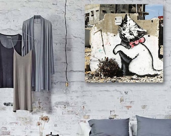 Banksy Palestine Kitten in Gaza, Large Size Graffiti Print