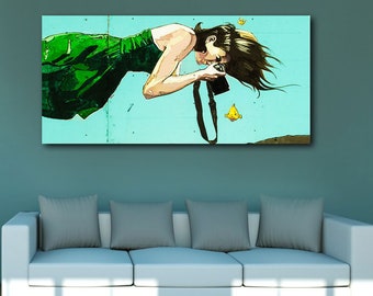 Woman Photographer and Gold Fish - Metal Large Printing Wall Art for Big Wall – Graffiti Street Art - Home Decor - Gift Idea