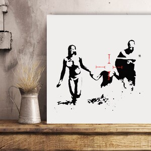Banksy Family Target, Street Art, Graffiti, Large Metal Wall Art Print 24x24, Photo on Metal, Modern Art for Home, Loft, Office, Best Gift