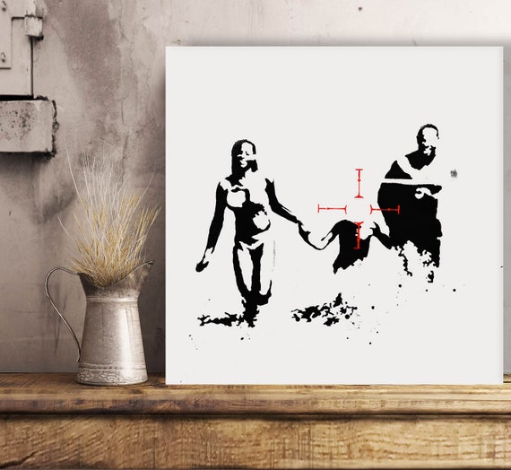 Banksy Family Target Street Art Graffiti Large Metal Wall Etsy
