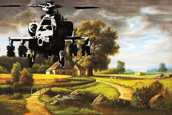 Street Art professionally Framed art Banksy Echos in Eternity Landscape