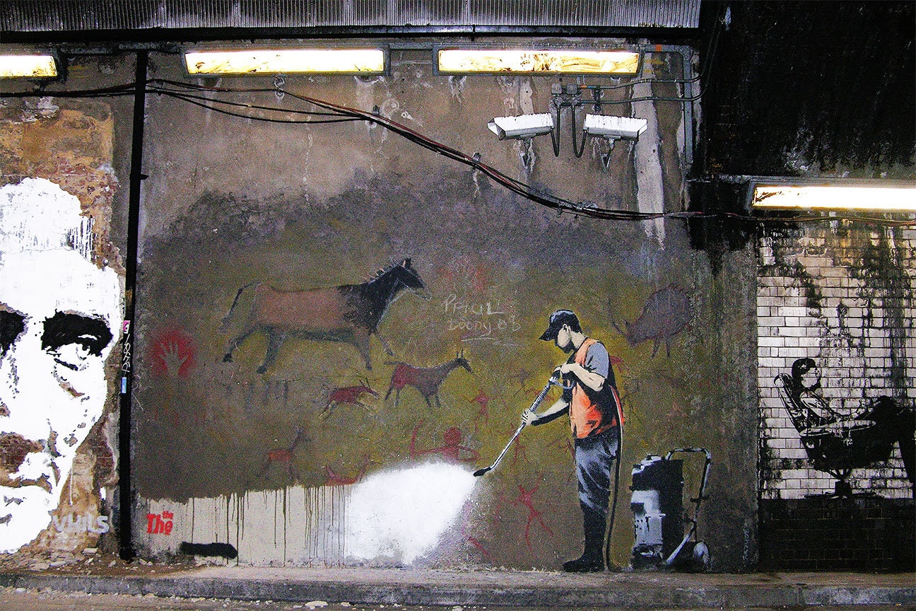 Graffiti Art Banksy Graffiti Removal Large Metal Wall Art Etsy