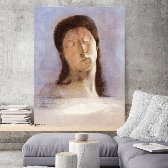 Odilon Redon Closed Eyes, Extra Large Metal Wall Art, Reproduction