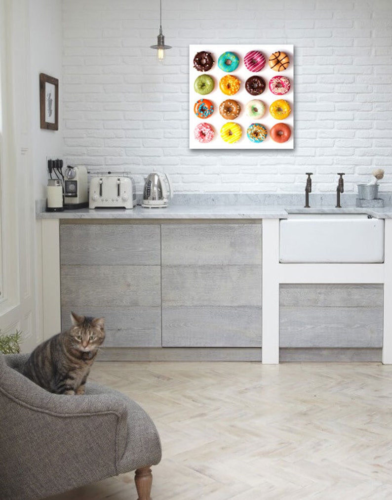 Large Modern Kitchen Wall Metal Art Print Multicolor Donuts Etsy