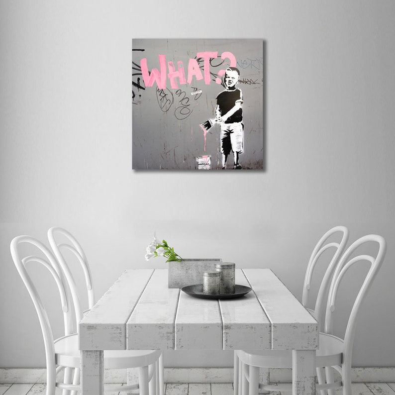 Banksy Graffiti Boy Paintbrush WHAT Street Art, Large Metal Wall Art