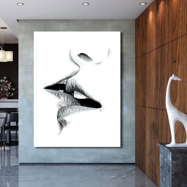 Black Man White Woman Kiss Etsy