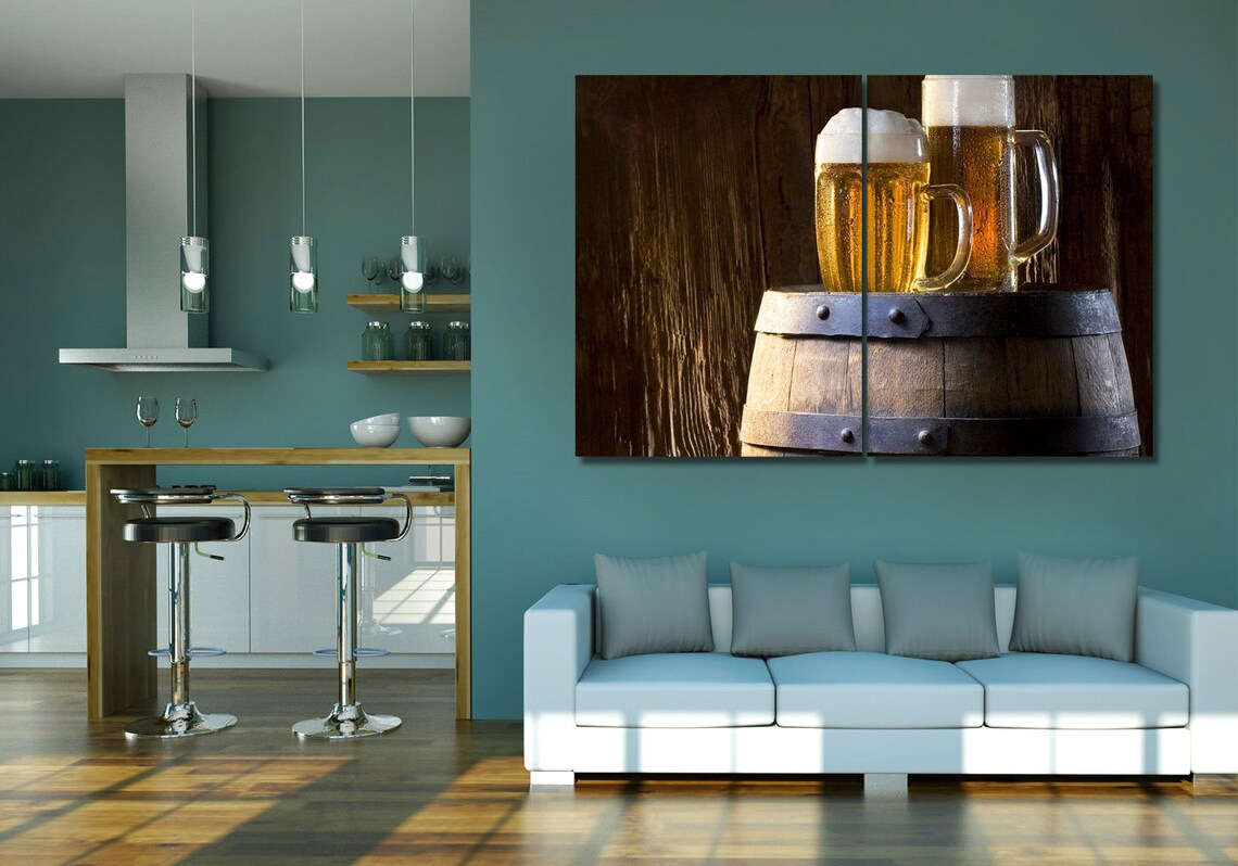 Extra Large Kitchen Wall Metal Art Print Mugs of Beer Art Etsy