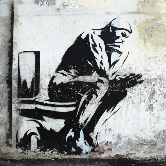 Graffiti Thinker Not Banksy Large Metal Wall Art Print - Etsy