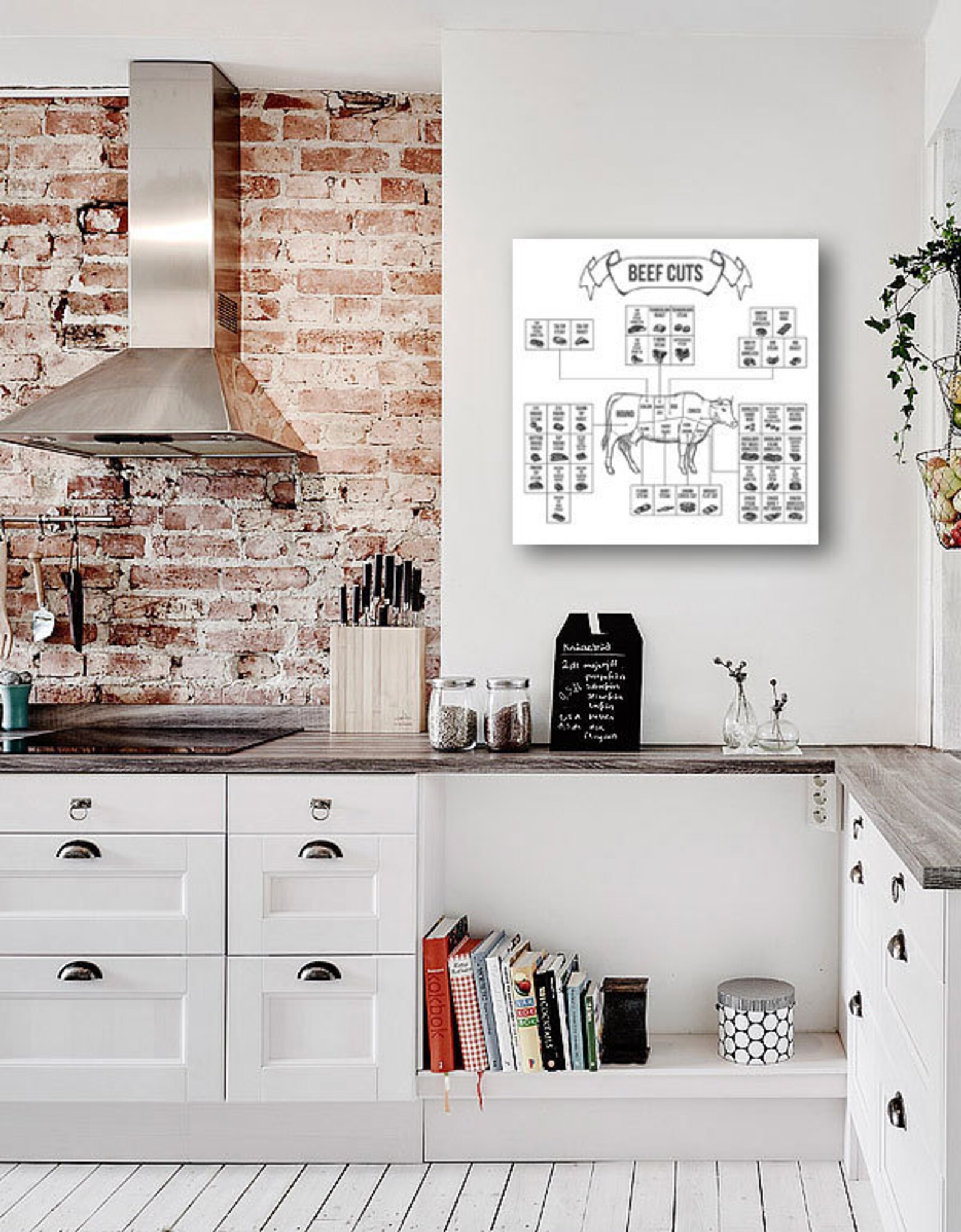 Large Modern Kitchen Wall Metal Art Print Beef Cuts Scheme Etsy