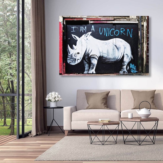 Extra Large Graffiti Wall Metal Art Print I Am a Unicorn, London Street Art  Urban Art Mural, Home Office Decor, Art for Commercial Space 