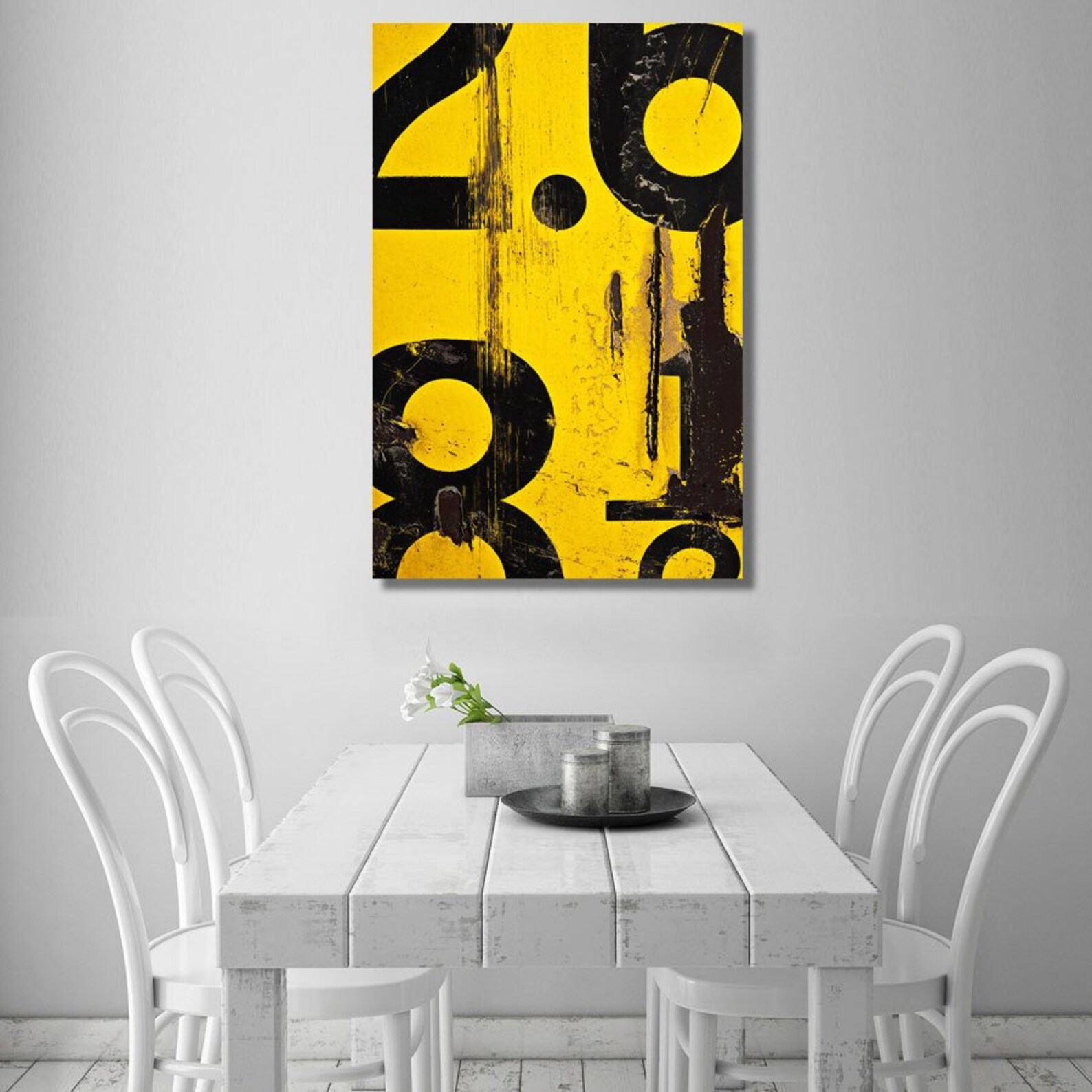 Extra Large Wall Art Metal Print Grunge Style Yellow and Etsy