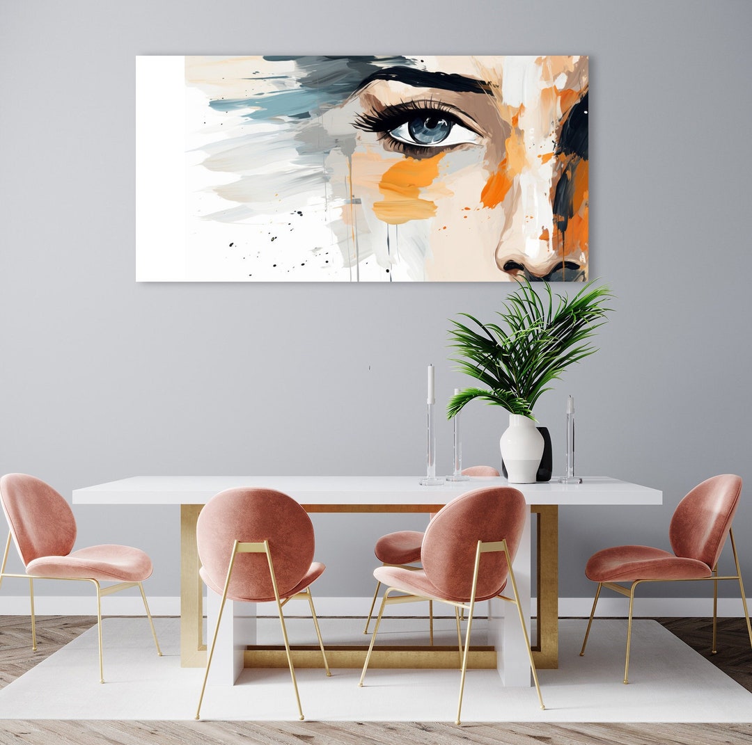 Woman Face Abstract Modern Painting for Living Room Bedroom, Extra ...