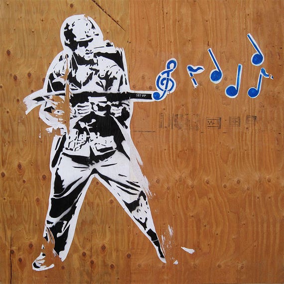 Quadro su tela Soldiers Painting Peace by Banksy - Banksy (riproduzioni) -  Street art - Quadri