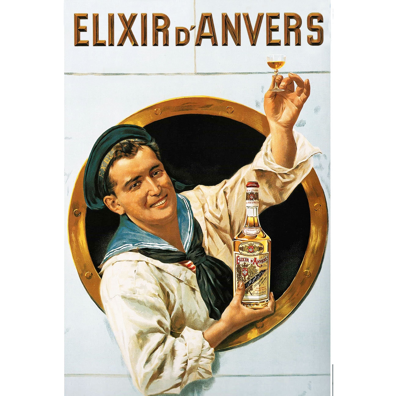 Vintage Advertising Poster Elixir D'anvers, Large Wall Metal