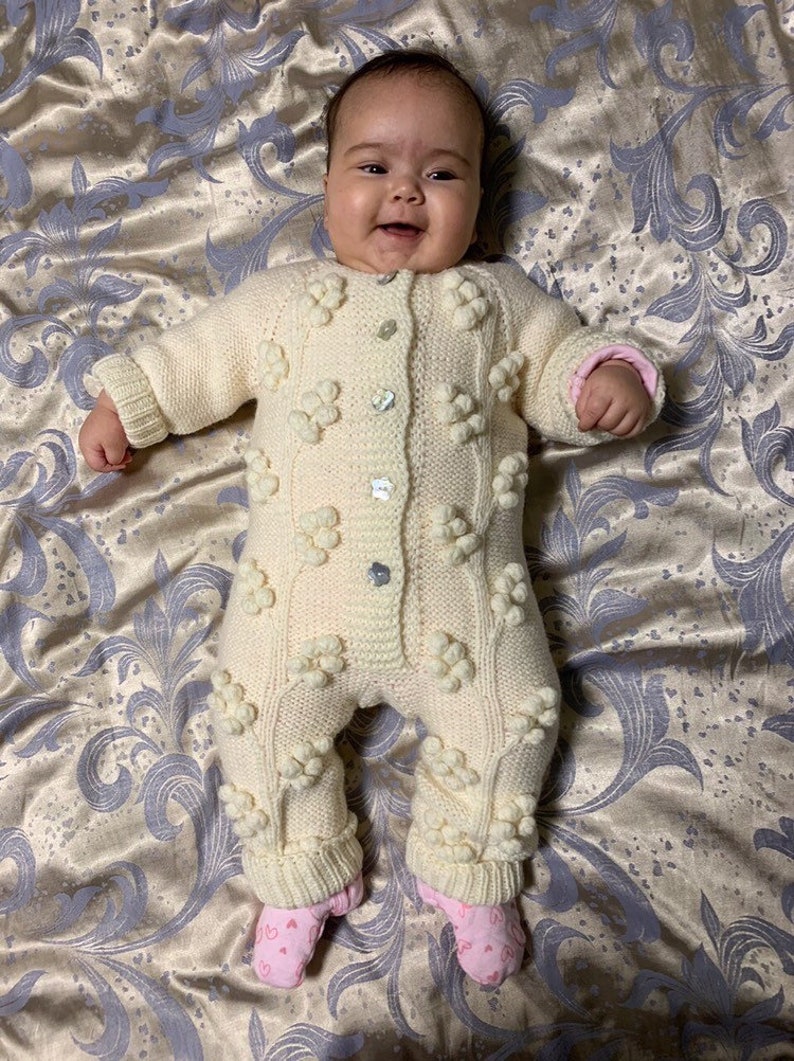 MADE TO ORDER Baby jumpsuit Handknitted wool jumpsuit Coming home outfit Baby coveralls Baby girl outfits