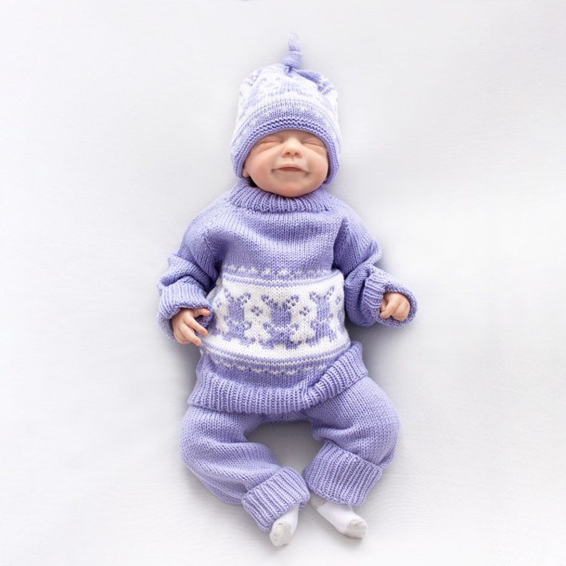 Hand Knit Baby Set Baby knitted clothes Knitted baby jacket Knit baby outfit Newborn knit clothes merino Baby knit coming home outfit girl