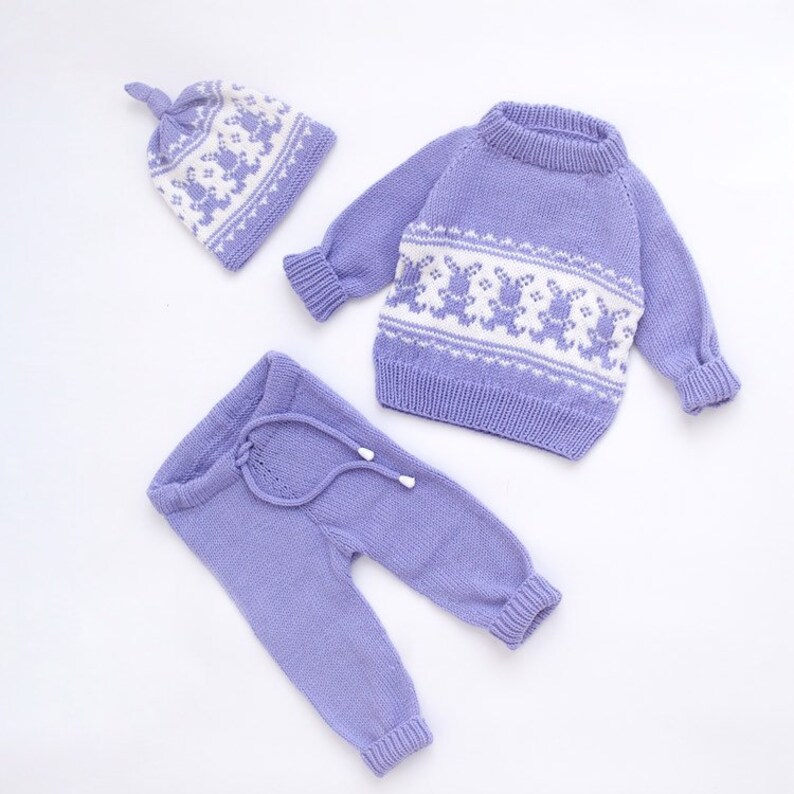 Hand Knit Baby Set Baby knitted clothes Knitted baby jacket Knit baby outfit Newborn knit clothes merino Baby knit coming home outfit girl