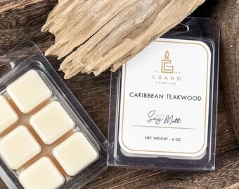 Caribbean Teakwood Wax Melt | Handmade Soy Wax Melts for Home Fragrance