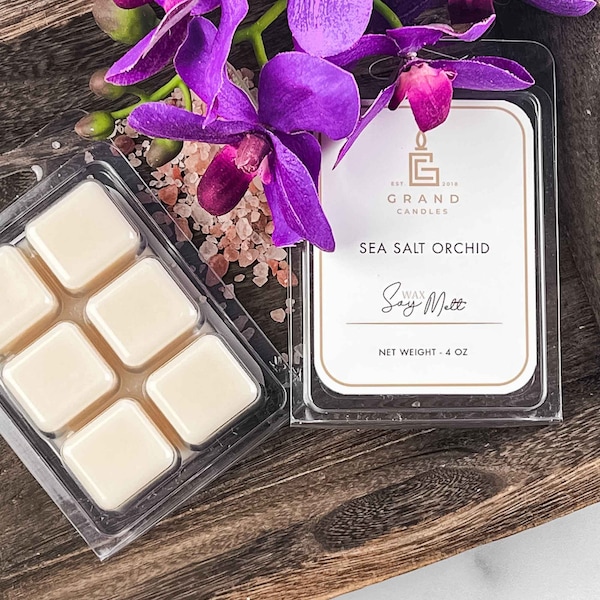 Sea Salt Orchid Wax Melt Cubes | Handmade Soy Wax Bars for Home Fragrance | Eco-Friendly Room Fragrance