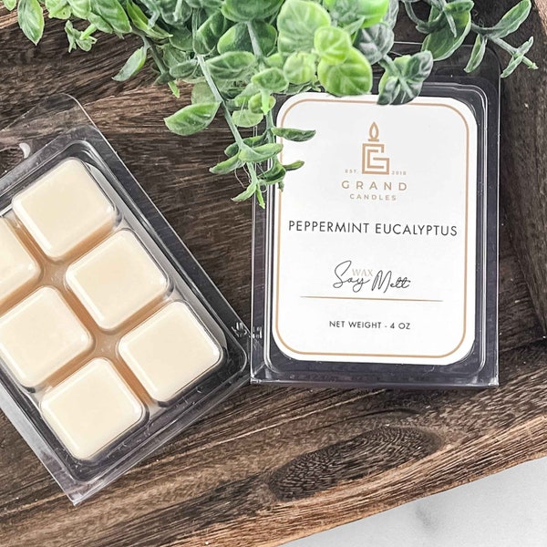 Peppermint Eucalyptus Soy Wax Melt -  A Refreshing and Invigorating Scented Soy Wax Melt