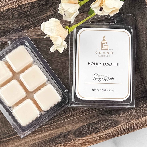 Honey Jasmine Soy Wax Melts | Luxury Scented Wax Tarts for Home Decor and Room Fragrance