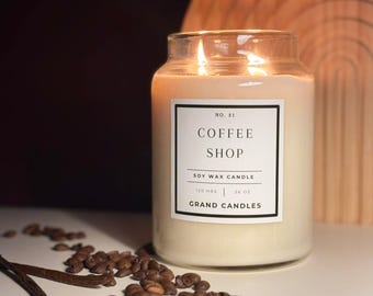 Coffee-Shop-Kerze, Kaffee-Soja-Kerze, frischer Kaffee-Kerze, Kaffee-Liebhaber-Geschenk, gemütliche Küchenkerze, Cafe-Kerze, cremige Kaffeekerze