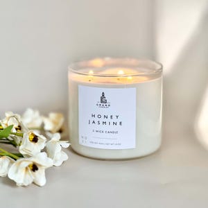 Soy Wax Candle - Honey Jasmine Scented Candle - Floral Scented Candle - Housewarming Gift Idea