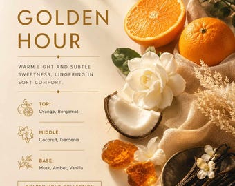 Golden Hour Candle, Floral Amber Candle, Warm Scented Candle, Coconut Gardenia Candle, Cozy Soy Candle, Luxury Candle