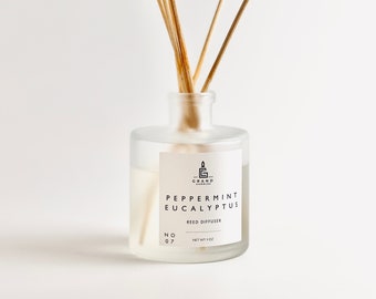 Peppermint Eucalyptus Reed Diffuser | Fresh Aromatherapy Scent for Home | Long-Lasting Essential Oil Air Freshener | Relaxing Fragrance