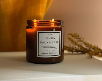 Lemon Pound Cake Soy Candle – Non Toxic Bakery Scented Candle | Sweet & Clean Burning | Long Lasting Soy Wax Dessert Candle for Home