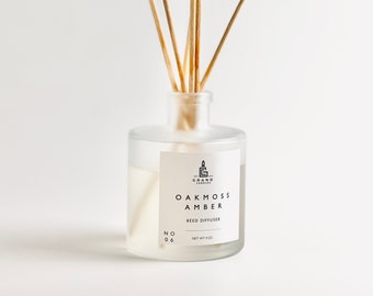 Oakmoss Amber Reed Diffuser, Relaxing Spa Room Fragrance, Aroma Reed Diffuser Oil, Scented Oil Diffuser, Amber Scented Reed Sticks