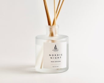 Nordic Night Reed Diffuser, Winter Scented Oil Diffuser , Holiday Scented Reed Sticks, Essential Oil Diffuser, Holiday Room Fragrance