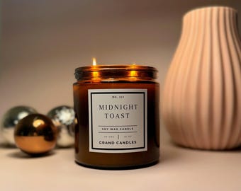Midnight Toast Soy Candle – Holiday Candle, Winter Candle, Hand Poured Soy Wax Candle, Clean Burning Cozy Celebration Gift