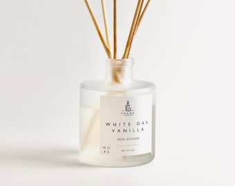Difusor de palhetas, difusor de palhetas de carvalho branco e baunilha, fragrância para casa, aroma de carvalho e baunilha, difusor de óleo, difusor sem ftalatos, difusor de óleo