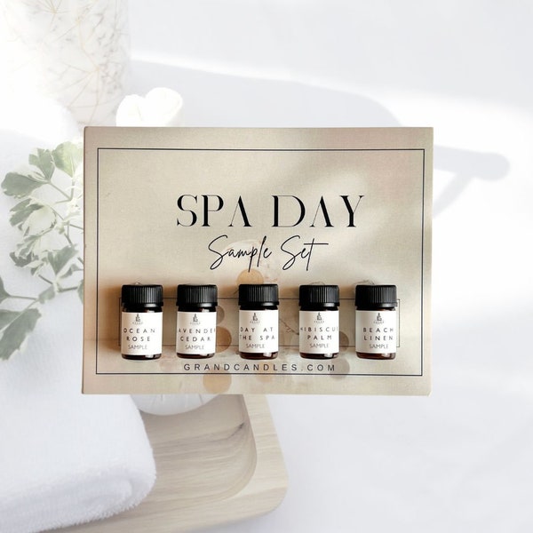 Spa Day Sample Set- Candle Sample Set - Fragrance Oil Sampler Set - Amber Bottle 2ml Sample - Find Your Scent