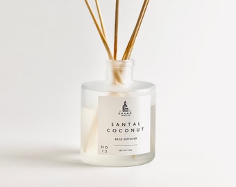 Santal Coconut Reed Diffuser, Coconut Scented Room Fragrance,  Aromatherapy Home Decor, Reed Diffuser Oil, Essential Oil Diffuser