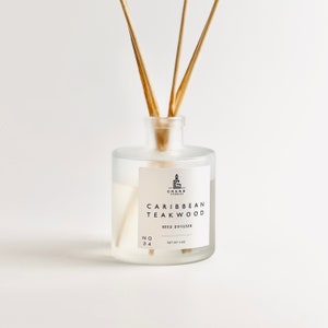 Vassdoftspridare, vassdoftspridare i karibisk teak, doftljus för hemmet, flamlöst ljus, oljediffusor, ftalatfri diffusor, giftfri diffusor