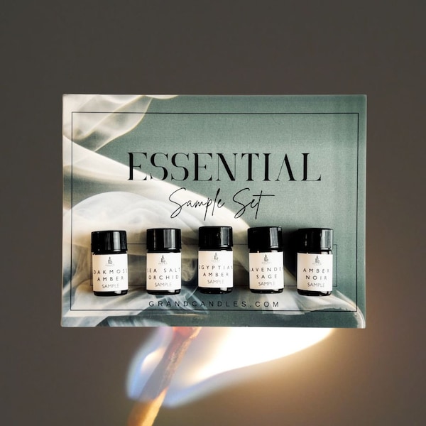 Essential Sample Set - Find Your Candle Scent Sample Pack - Set of 5 Fragrance Oil Samples - Fragrance Oil Sampler Set