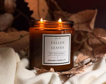 Fallen Leaves Soy Candle – Clean Burning Autumn Candle | Non Toxic Soy Wax Candle | Cozy Fall Scent | Long Lasting Natural Candle for Home