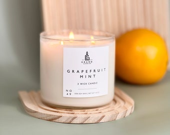 Citrus Scented Candle - Grapefruit Mint Scented Candle - Soy Wax Candle - Scented Soy Candle - Citrus Home Fragrance