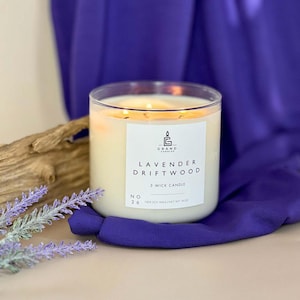 Lavender Driftwood Soy Candle – Relaxing Coastal Scent – Natural Soy Wax Candle