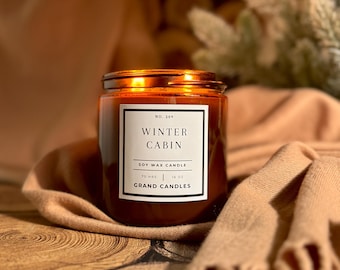 Winter Cabin Soy Candle – Cozy Cabin Candle, Holiday Candle, Hand Poured Soy Wax, Clean Burning Rustic Winter Gift