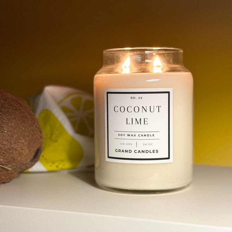 Scented Candle - Coconut Lime Scented Soy Candle - Hand-Poured All Natural Soy Candle