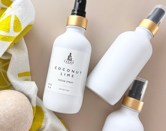 Spray per ambienti al cocco e lime / Spray per biancheria non tossico / Fragranza per ambienti fresca e tropicale / Spray di oli essenziali