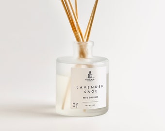 Lavender Sage Reed Diffuser, Lavender Scented Room Fragrance, Aromatherapy Home Decor, Reed Diffuser Oil, Essential Oil Diffuser